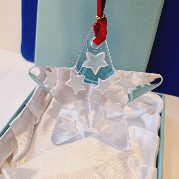 Hoya Crystal 2003 Clear Star Christmas Tree Ornament 3 1/2" with box - Picture 1 of 6